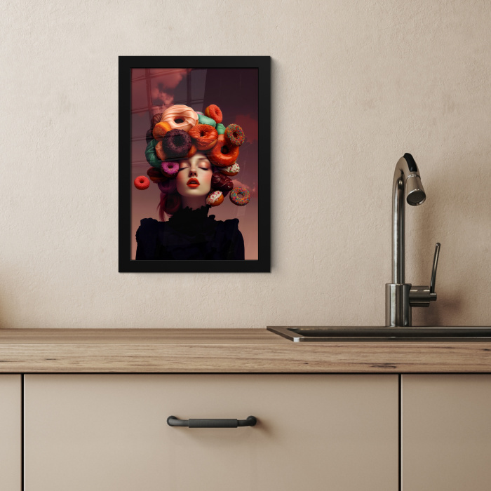 Vrouw - Donuts - Kleurrijk KitchenYeah - Keuken - Fotolijst klein -sfeer2