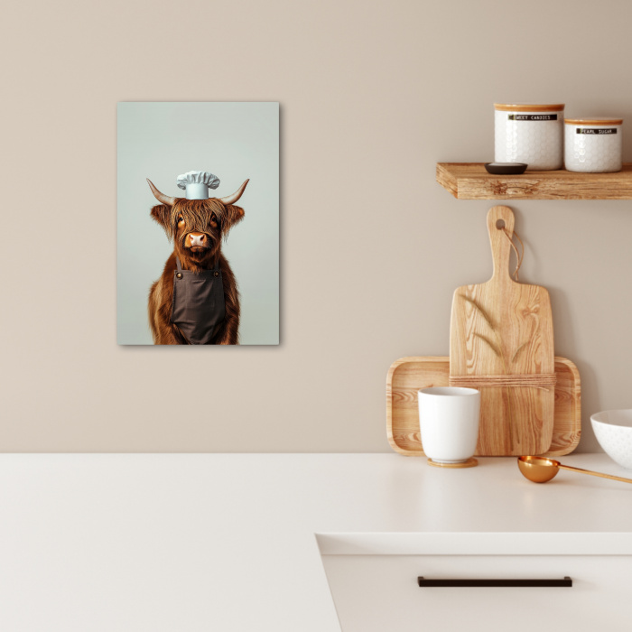 Schotse Hooglander - Bruin - Hoorns - Kokskleding KitchenYeah - Keuken - Canvas klein -sfeer1