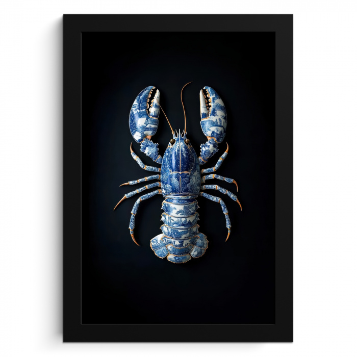 Kreeft - Delftsblauw - Schild - Stoer KitchenYeah - Keuken - Fotolijst klein -3d