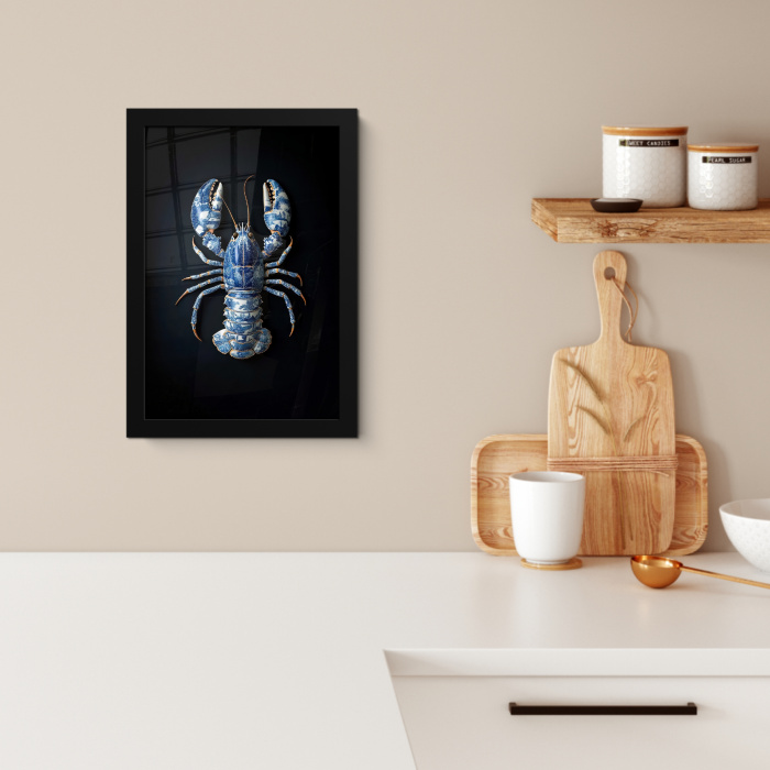 Kreeft - Delftsblauw - Schild - Stoer KitchenYeah - Keuken - Fotolijst klein -sfeer1