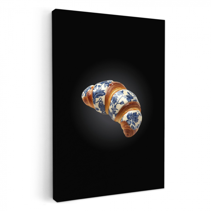 Croissant - Bloemenpatroon - Delftsblauw KitchenYeah - Keuken - Canvas klein -3d