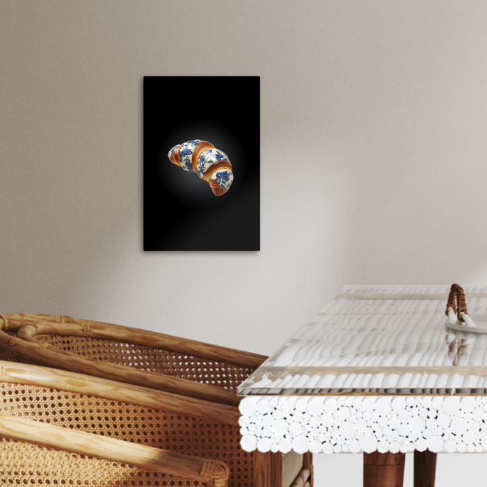 Croissant - Bloemenpatroon - Delftsblauw KitchenYeah - Keuken - Canvas klein -sfeer3