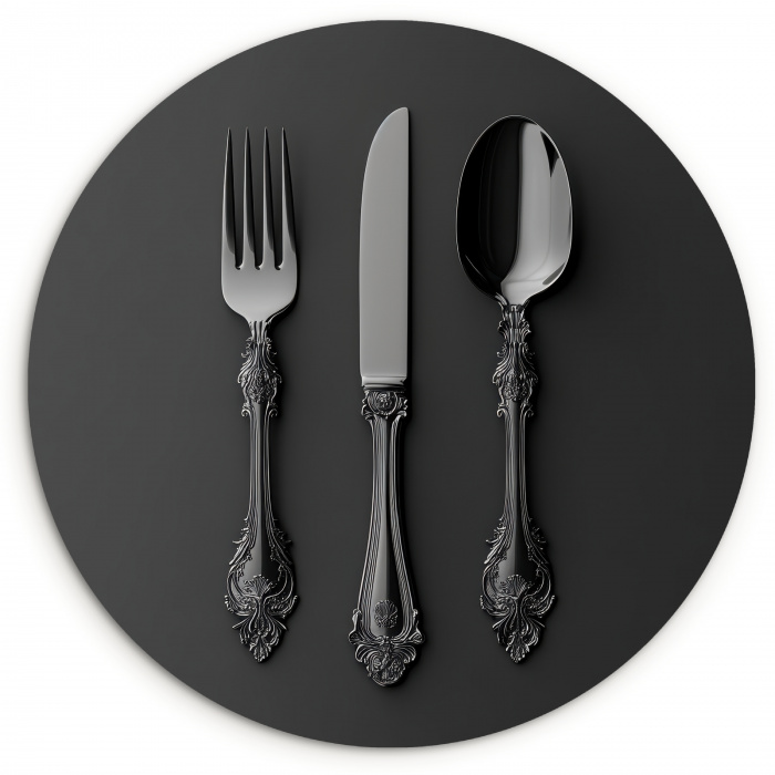 Bestek - Zwart KitchenYeah - Keuken - Wandcirkel Forex klein -3d
