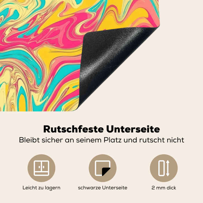 Geel - Roze - Blauw - Retro Inductie beschermer vinyl 3mm klein -tsfeer4_DE