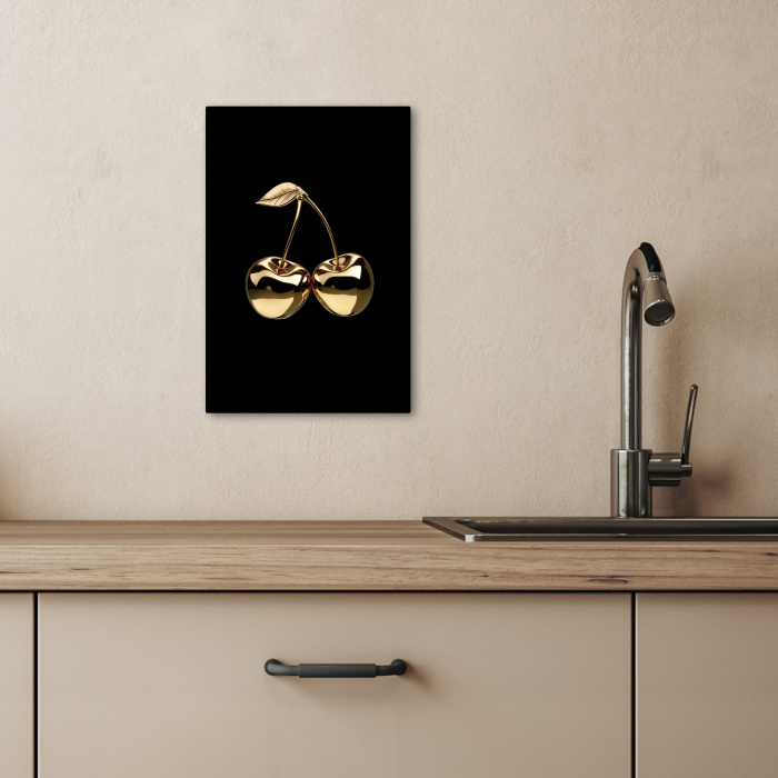 Kersen - Zwart - Goud - Chrome KitchenYeah - Keuken - Canvas klein -sfeer2