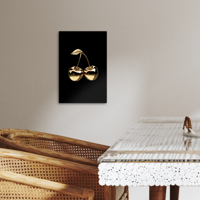 Kersen - Zwart - Goud - Chrome KitchenYeah - Keuken - Canvas klein -sfeer3