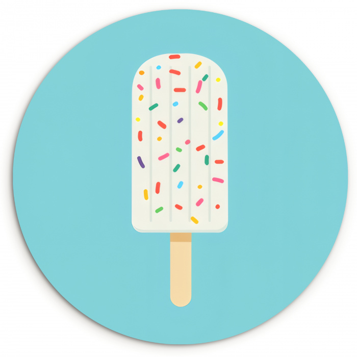 Ijsje - Stokje - Sprinkles - Lichtblauw KitchenYeah - Keuken - Wandcirkel Forex klein -3d