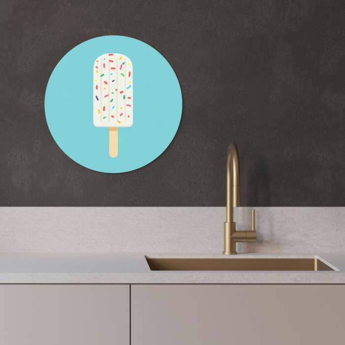 Ijsje - Stokje - Sprinkles - Lichtblauw KitchenYeah - Keuken - Wandcirkel Forex klein -sfeer1