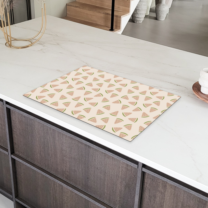 Watermeloensneetjes op Crème Inductie beschermer vinyl 3mm klein -sfeer8