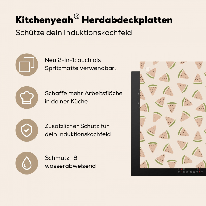 Watermeloensneetjes op Crème Inductie beschermer vinyl 3mm klein -zzzzzzusp-haakje_DE