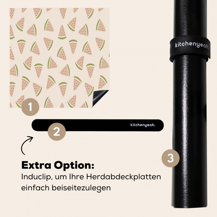 Watermeloensneetjes op Crème Inductie beschermer vinyl 3mm klein -zzzzzzz-induclip_DE