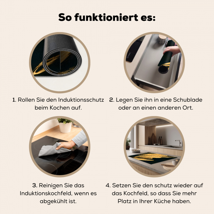 Gouden Streken: Penseelslag en Elegantie Inductie beschermer vinyl 3mm klein -tsfeer9_DE