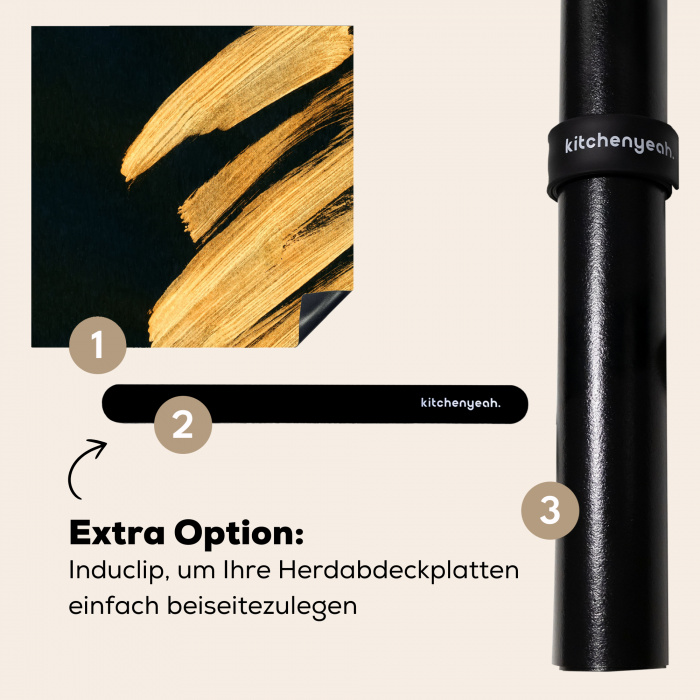 Gouden Streken: Penseelslag en Elegantie Inductie beschermer vinyl 3mm klein -zzzzzzz-induclip_DE