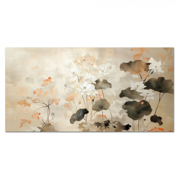 Bloemen - Japandi - Wabi sabi Spatscherm Aluminium klein -3d_volledig
