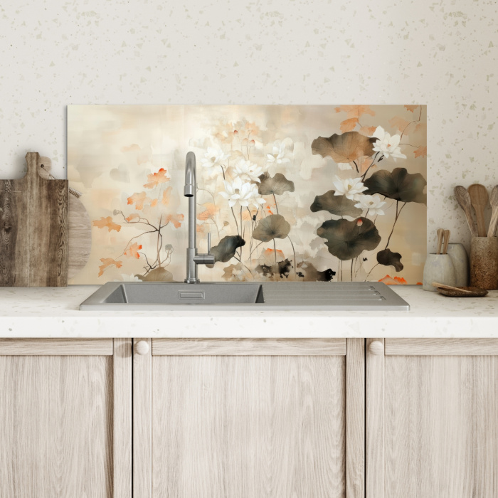 Bloemen - Japandi - Wabi sabi Spatscherm Aluminium klein -sfeer2