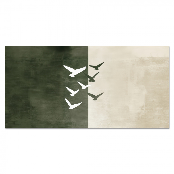 Japandi - Vogel - Groen Spatscherm Aluminium klein -3d_volledig
