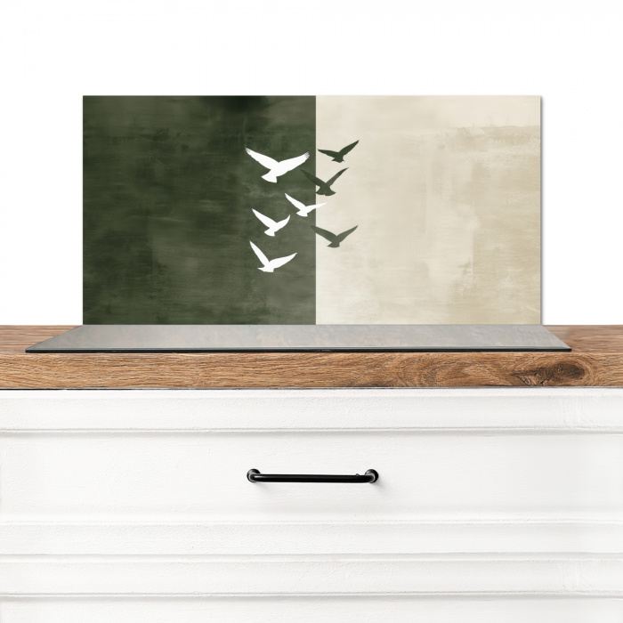 Japandi - Vogel - Groen Spatscherm Aluminium klein -3d_zonderpan