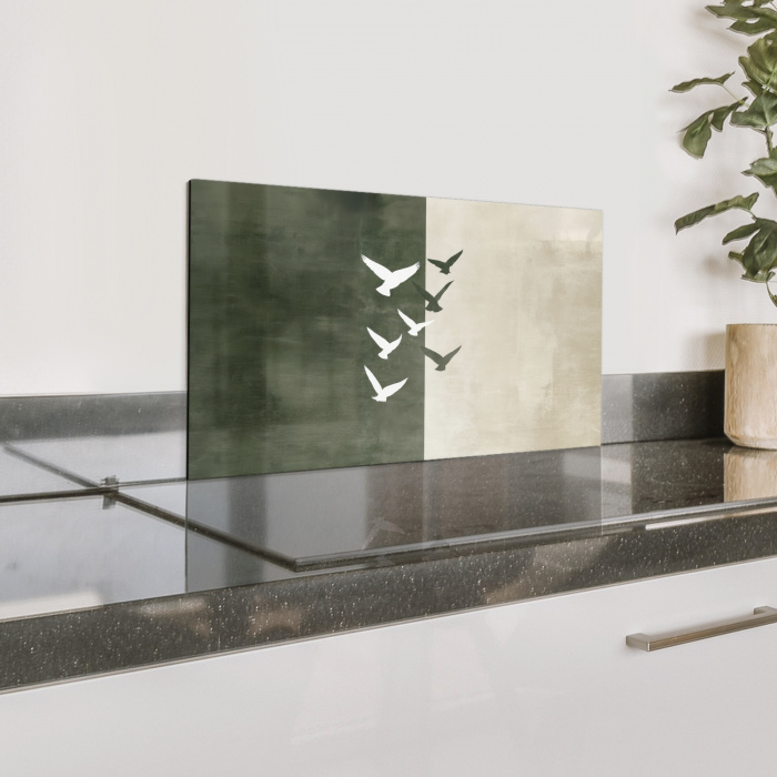 Japandi - Vogel - Groen Spatscherm Aluminium klein -zzproduct_nieuw