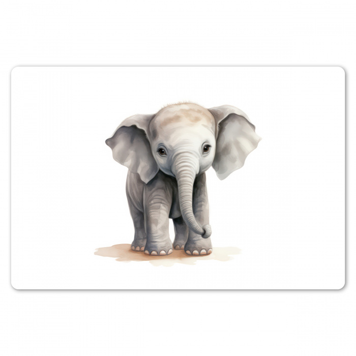 Olifant - Dieren - Kinderen - Watercolor Placemat vinyl groot -zzsfeer1_Kitchenyeah-website