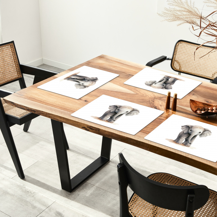 Olifant - Dieren - Kinderen - Watercolor Placemat vinyl groot -zzsfeer4_Kitchenyeah-website