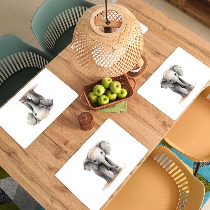 Olifant - Dieren - Kinderen - Watercolor Placemat vinyl groot -zzsfeer5_Kitchenyeah-website