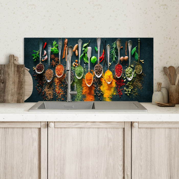 Kruiden - Specerijen - Lepels Spatscherm Aluminium klein -sfeer2