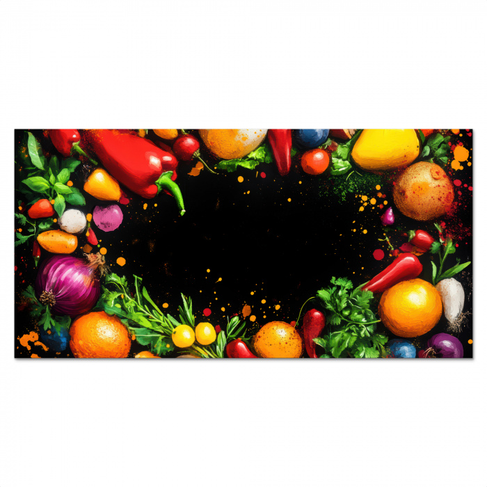 Groente - Graffiti - Kleurrijk - Koken - Abstract Spatscherm Aluminium klein -3d_volledig