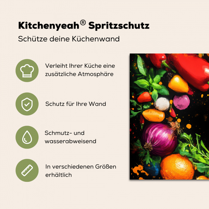 Groente - Graffiti - Kleurrijk - Koken - Abstract Spatscherm Aluminium klein -zdetails_DE