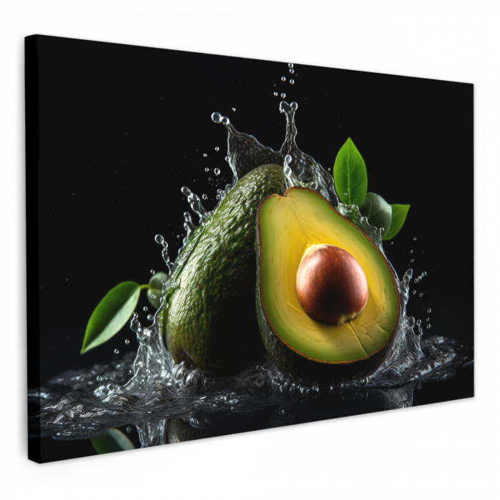 Avocado - Groente - Bladeren - Water - Zwart - Groen KitchenYeah - Keuken - Canvas klein -3d