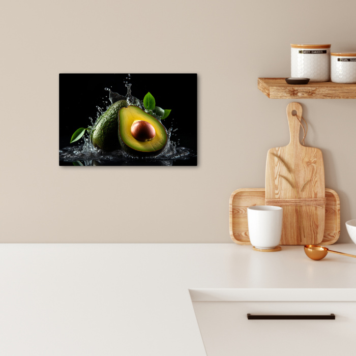 Avocado - Groente - Bladeren - Water - Zwart - Groen KitchenYeah - Keuken - Canvas klein -sfeer1