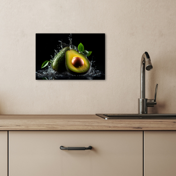 Avocado - Groente - Bladeren - Water - Zwart - Groen KitchenYeah - Keuken - Canvas klein -sfeer2