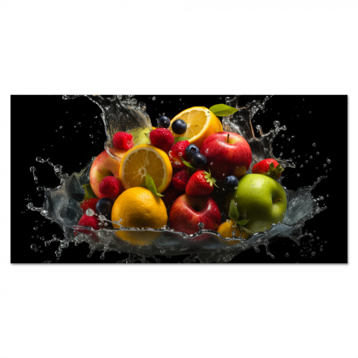 Fruit - Appel - Sinaasappel - Rode vruchten - Water Spatscherm Aluminium klein -3d_volledig