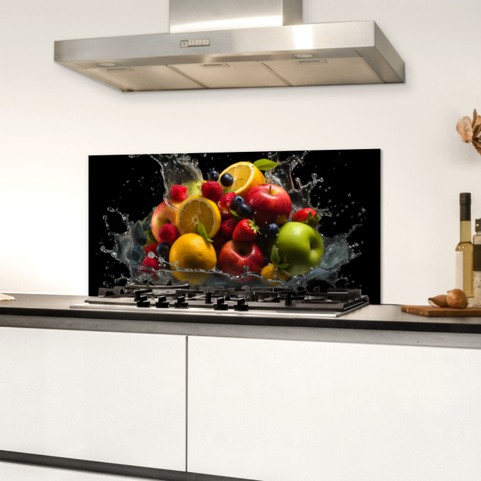 Fruit - Appel - Sinaasappel - Rode vruchten - Water Spatscherm Aluminium klein -sfeer4