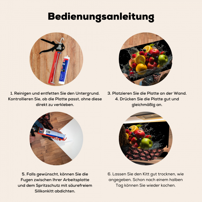 Fruit - Appel - Sinaasappel - Rode vruchten - Water Spatscherm Aluminium klein -zgebruik_DE