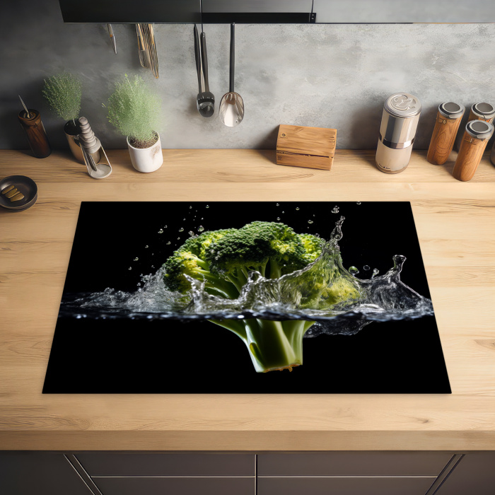Broccoli - Groen - Water - Zwart Inductie beschermer vinyl 3mm klein -sfeer5