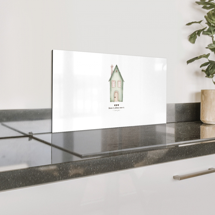 Huisje - Groen - Tekst - Liefdevol Spatscherm Aluminium klein -zzproduct_nieuw