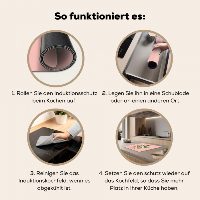 Bloemen - Lint - Kaartje Inductie beschermer vinyl 3mm klein -tsfeer9_DE