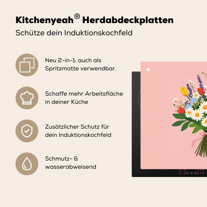 Bloemen - Lint - Kaartje Inductie beschermer vinyl 3mm klein -zzzzzzusp-haakje_DE