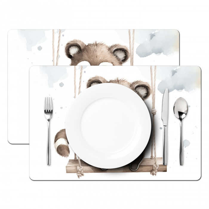 Wasbeer - Dier - Kinderen - Babykamer - Kinderkamer Placemat vinyl groot -zzsfeer2_Kitchenyeah-website