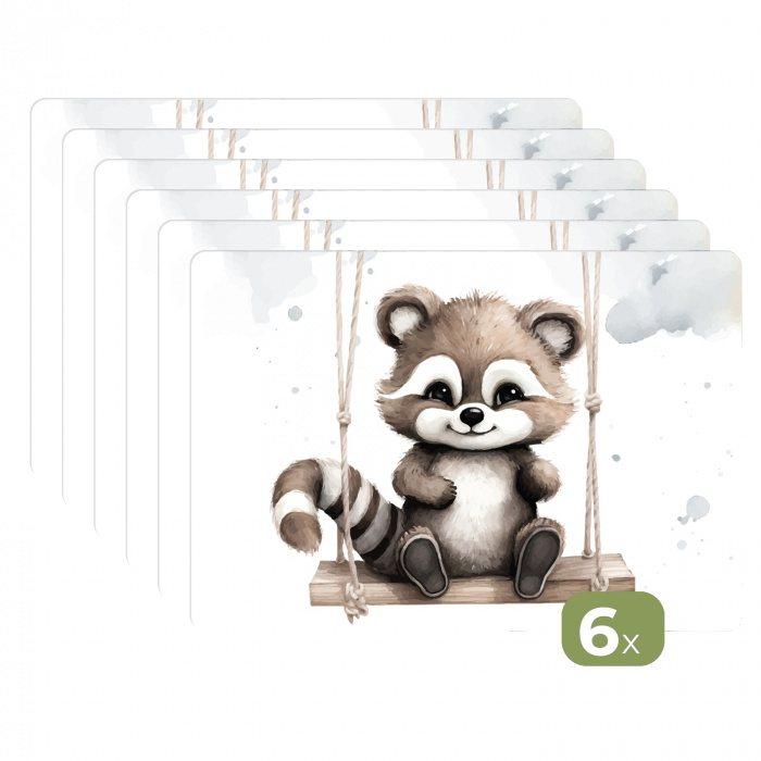 Wasbeer - Dier - Kinderen - Babykamer - Kinderkamer Placemat vinyl groot -zzsfeer3_Kitchenyeah-website