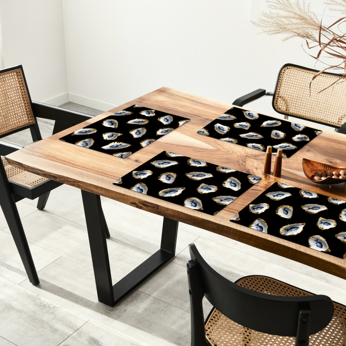 Oesters - Vissen - Blauw - Goud Placemat vinyl groot -zzsfeer4_Kitchenyeah-website