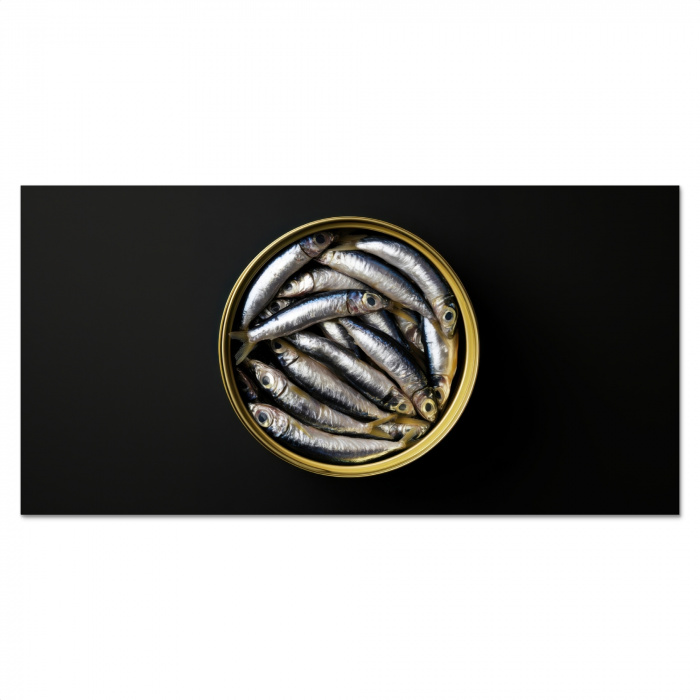 Sardines - Vissen - Rond - Zwart Spatscherm Aluminium klein -3d_volledig