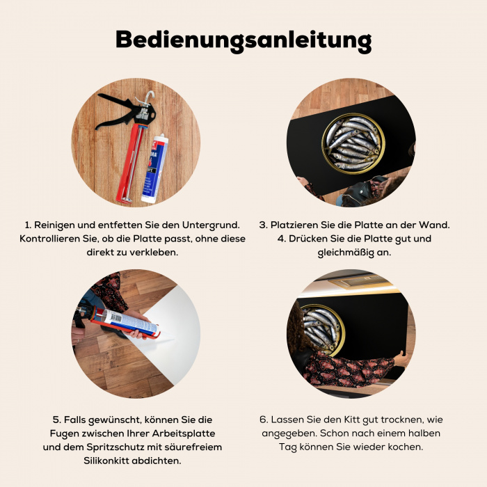 Sardines - Vissen - Rond - Zwart Spatscherm Aluminium klein -zgebruik_DE