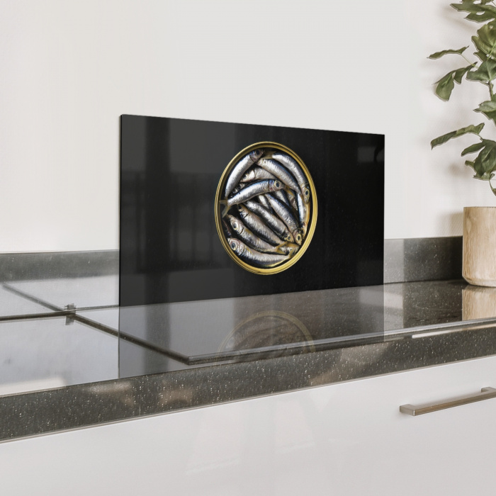 Sardines - Vissen - Rond - Zwart Spatscherm Aluminium klein -zzproduct_nieuw