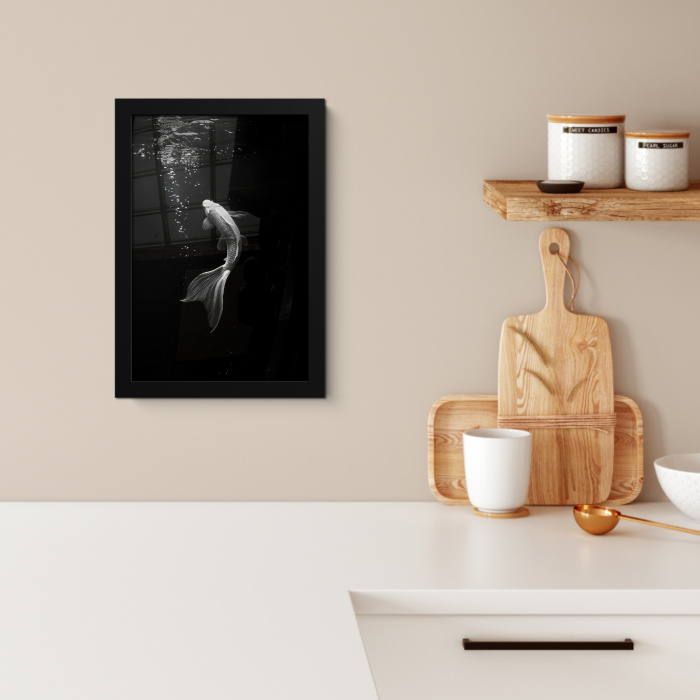 Koi - Vis - Wit - Zwart KitchenYeah - Keuken - Fotolijst klein -sfeer1