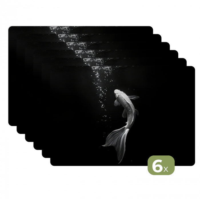 Koi - Vis - Wit - Zwart Placemat vinyl groot -zzsfeer3_Kitchenyeah-website