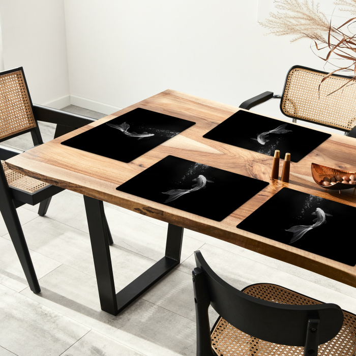 Koi - Vis - Wit - Zwart Placemat vinyl groot -zzsfeer4_Kitchenyeah-website