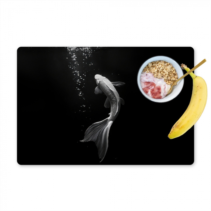 Koi - Vis - Wit - Zwart Placemat vinyl groot -zzzproduct_Kitchenyeah-website