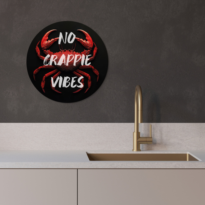 Krab - Rood - Tekst - Zwart KitchenYeah - Keuken - Wandcirkel Forex klein -sfeer1