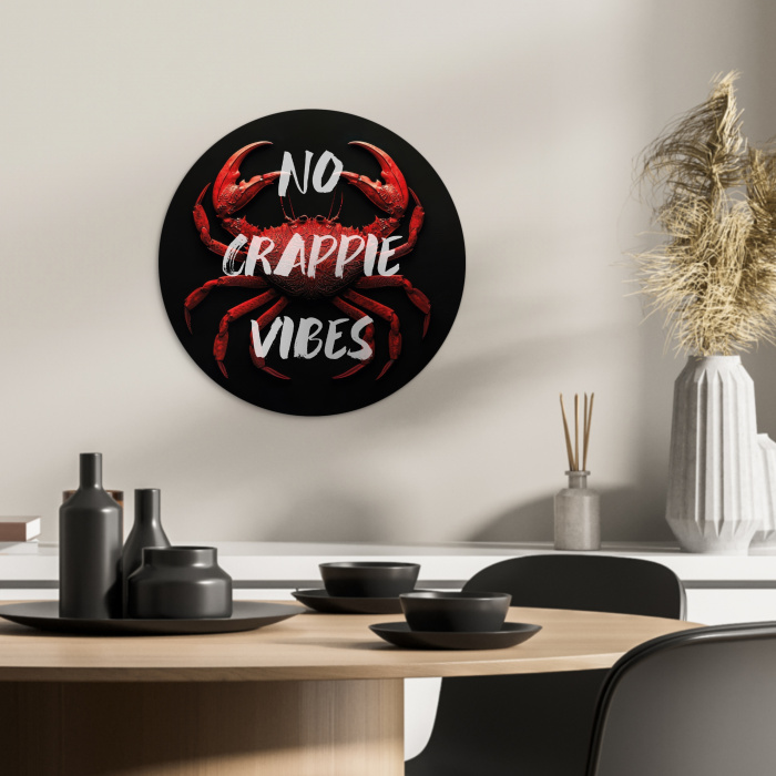 Krab - Rood - Tekst - Zwart KitchenYeah - Keuken - Wandcirkel Forex klein -sfeer2